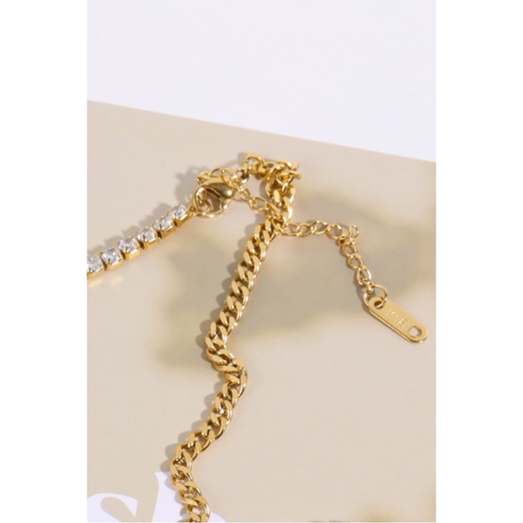 Inlaid Zircon Stainless Steel Necklace - Picture 3 of 3